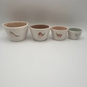 New Rae Dunn Finch, Wren, Hummingbird Bird Pastel Measuring Cup Set of 4